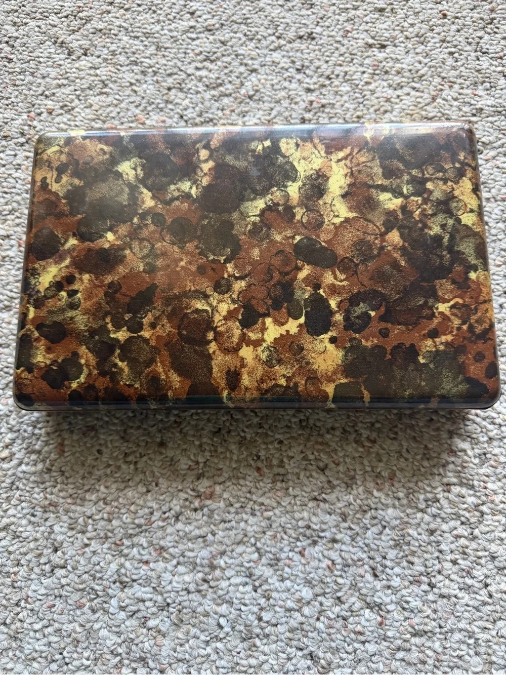 EUC Vintage Mid Century Clamshell Compartment Jewelry Organizer Mustard Gold